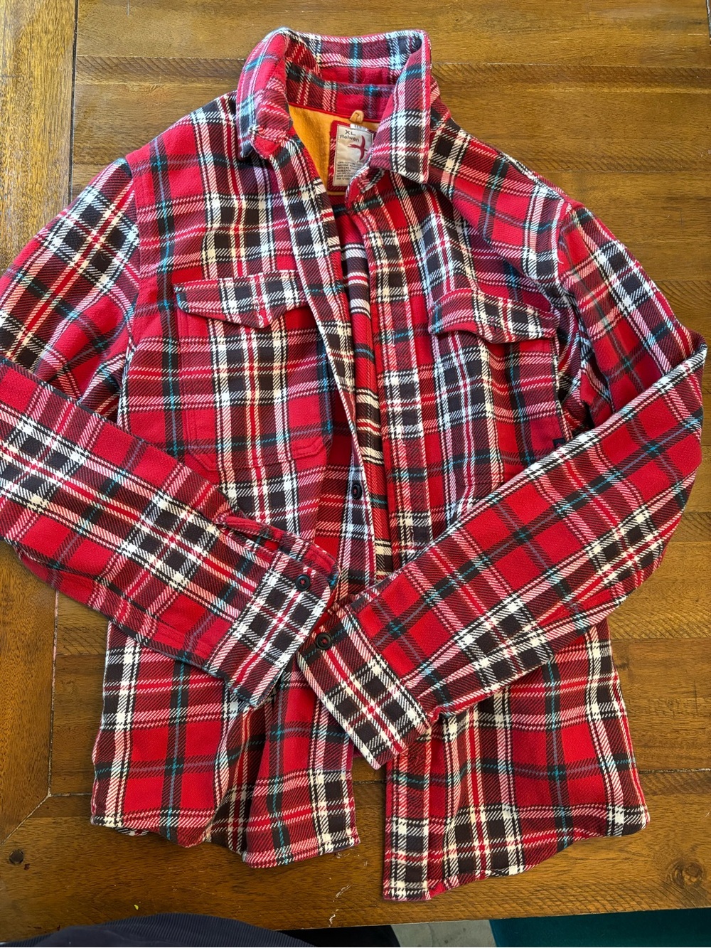 Relwen men’s heavy weight red plaid work shirt xl
